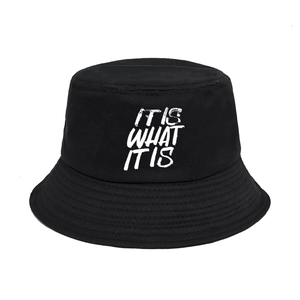 Cotton Canvas Bucket Hat With IT IS WHAT IT IS Letter Print Outdoor Sun Protection Streetwear Fisherman Cap For Men Women
