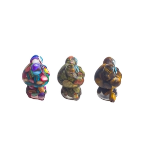 Handmade frog figurine crafted with natural amethyst crystal stones in a modern resin design