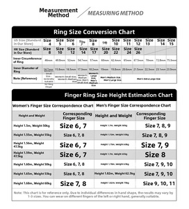 Detailed size guide for 18k gold plated titanium steel pearl rings with diameter chart