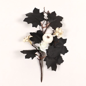 Artificial Autumn Maple Leaf Picks With Sunflowers Mini Pumpkins Berries For Halloween Christmas Home Decor Festive