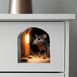 Autocollants Muraux 3D Trou De Souris PVC Auto-Adhésif Amovible Dessin Animé Animal Décalcomanies Pour Salon Chambre Décor