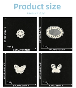 Size chart showing dimensions for lace bow embroidery patches in various styles