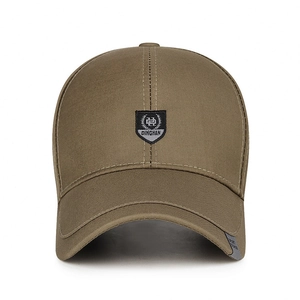 Classic dark khaki business baseball cap with adjustable strap and shield logo