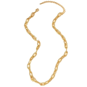Unisex hip hop punk gold chain necklace with textured links and adjustable extension