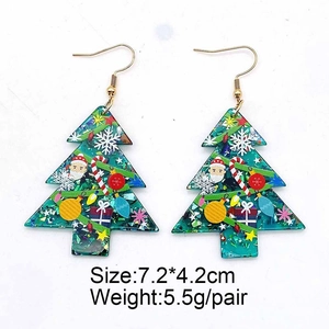 Christmas tree acrylic earrings with Santa Claus and snowflake charms for women