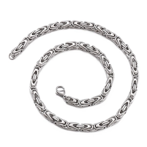 Collana a catena bizantina argento hip hop con chiusura a moschettone in acciaio