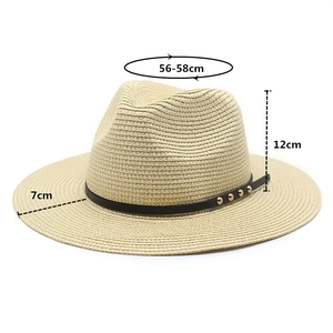 Strohhut-Detail mit 56-58cm Umfang und 7cm Krempe für Damen im Panama-Stil