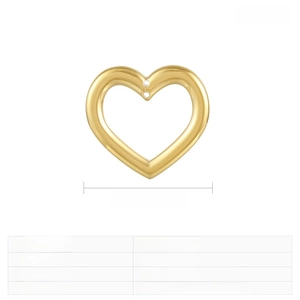 Macro detail of a 36x34mm heart-shaped stainless steel pendant in gold finish