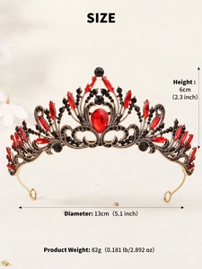 Baroque bridal crown size guide showing 6cm height and 13cm diameter measurements
