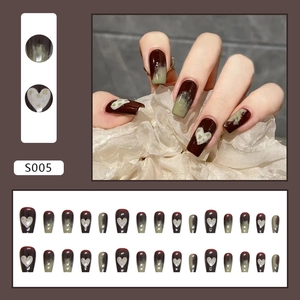 Pink heart ballerina press-on nails with 24 pieces in a gradient almond shape