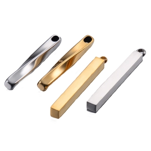 Polished stainless steel S-shape spiral and straight bar pendants in gold and silver