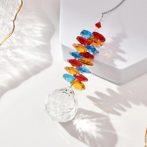 Acchiappasole in cristallo K9 con perle colorate e sfera sfaccettata per finestra