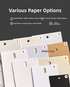 Vista de 10 muestras de papel texturizado para cajas de joyería y tarjetas de regalo