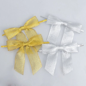 Nœuds scintillants de 2,5 cm or et argent avec attaches pour emballage de cadeaux