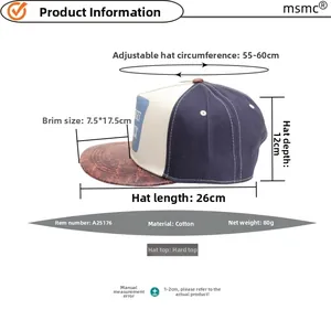 Detailed measurement guide for two-tone baseball cap with adjustable strap and cotton fabric