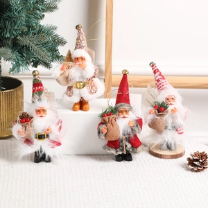 Christmas Santa Claus Hanging Ornaments Plush Knitted Dolls With Sequins And Bells For Holiday Home Party Decor