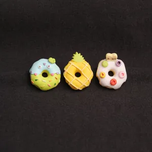 Set of 3 cartoon resin donut and pineapple pins for bags and summer clothing accessories