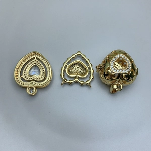 Elegant gold heart pendants with micro-pave rhinestones for stylish jewelry making