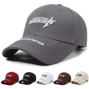 Cotton Baseball Cap With Letter Embroidery Adjustable Unisex Casual Sport Sun Hat Curved Brim Streetwear