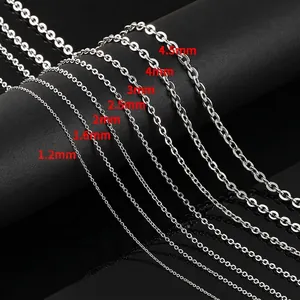Stainless steel cross chain necklace widths 1.2mm to 4.5mm in high-polished finish