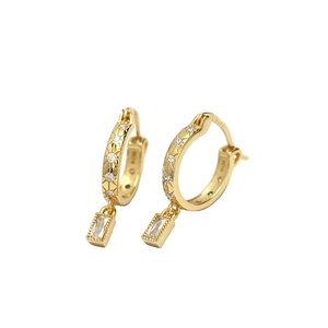 Elegant S925 sterling silver gold-plated hoop earrings with sparkling zircon star charms