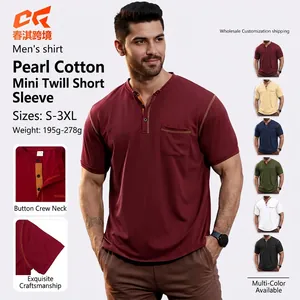 Men Henley Shirt Short Sleeve Quick Dry Breathable Casual Tee With Pocket And Contrast Stitching Slim Fit