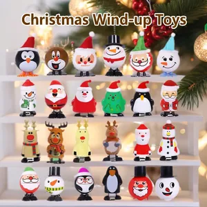 Christmas Wind Up Toys Plastic Walking Jumping Santa Claus Snowman Reindeer Penguin Clockwork Holiday Party Favors