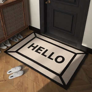 Polypropylene Entrance Door Mat Non-Slip Dirt Trapping Floor Mat For Hallway Living Room Modern Minimalist Home Hello Rug