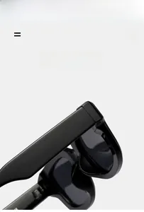 Detail showing the glossy black frame texture of square sunglasses with high elasticity