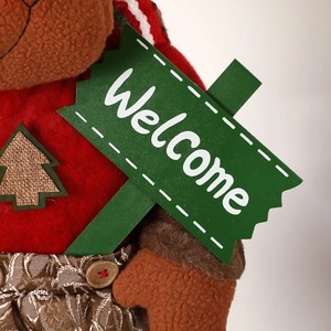 Christmas telescopic reindeer doll with Welcome sign and festive plush craft details