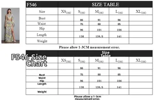 Size guide table for one-shoulder cutout floral dress with detailed S-L measurements