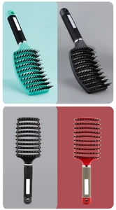Vented hairbrush set in green, black and red for professional hair styling and detangling