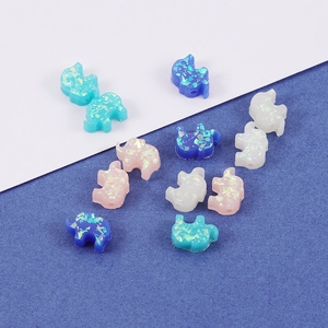 Elephant Shaped Resin Loose Beads With Opal Glitter Effect For DIY Jewelry Making Accessories Crafting