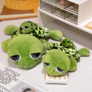 Peluche tartaruga mamma e bambino verde con grandi occhi e guscio morbido a macchie