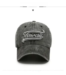 Broderie détaillée sur casquette de baseball en coton lavé avec logo Hawaii