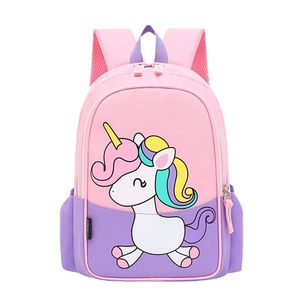 Cute pink unicorn backpack for toddlers aged 2-4, durable nursery school bag for girls