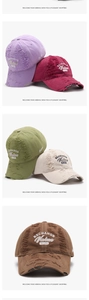 Detailed close-up of vintage distressed baseball cap with 3D letter embroidery and torn visor