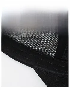 Detail of breathable mesh fabric and moisture-wicking sweatband on black sports cap