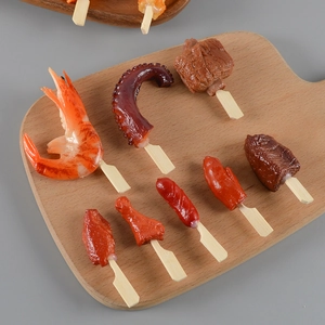 Realistische PVC barbecue-spies sleutelhangers met garnalen en vlees ontwerpen