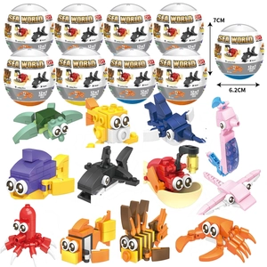 Ocean Animal Building Blocks DIY Assembly Toy Surprise Egg Sea World Creature Models Educational Desktop Gift For Kids