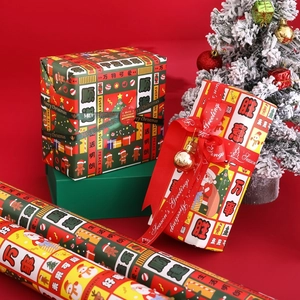 Festliches Weihnachtsgeschenkpapier-Set mit Weihnachtsmann-Motiven für Geschenkboxen