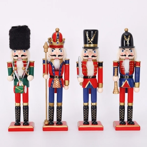 Christmas Nutcracker Ornament Wooden Painted King Soldier Desktop Decoration Festive Home Decor American Style
