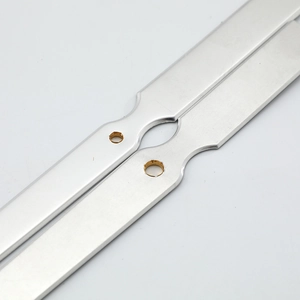 Brushed silver metal clock hands with brass center bushings for quartz movement repair