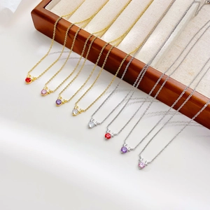Elegant deer antler necklaces with colorful zircon stones in gold and silver finish