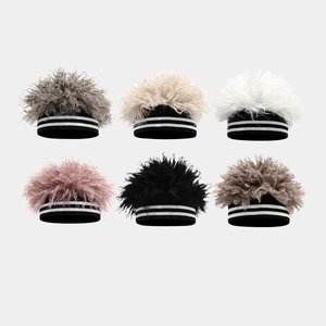 Funny Afro Wig Knitted Beanie Hat Acrylic Warm Striped Pullover Landlord Hat For Men Women Party Novelty