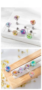 Selection of double-color gradient zircon titanium steel studs in multiple vibrant colors