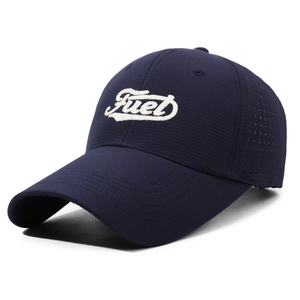 Casquette de baseball en mesh bleu foncé respirant avec broderie Fuel et longue visière