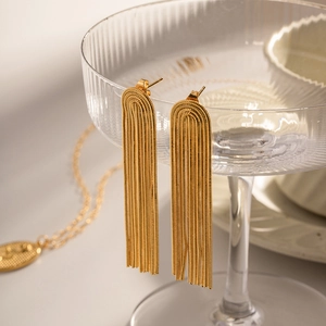 Stainless Steel Tassel Earrings And Necklace Butterfly Pendant Waterproof Geometric Snake Chain Jewelry For Women