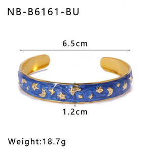 Spécifications détaillées de taille pour le bracelet émaillé bleu étoile et lune