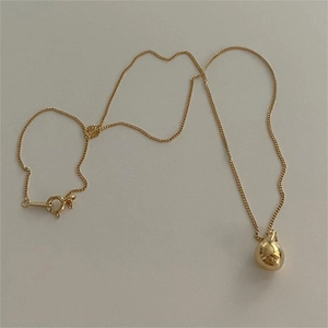 Minimalist 925 sterling silver golden drop pendant necklace with high polished finish